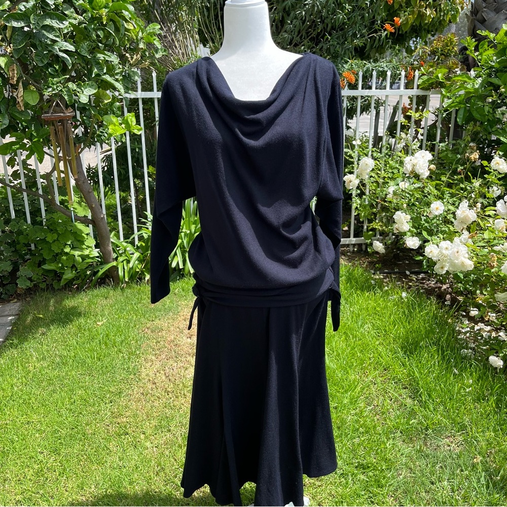 Phoebe Vintage Black Wool MIDI Dress Size 12